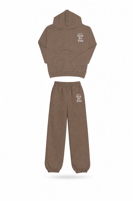 Walk By Faith, God Is Good Sweat Suit Brown