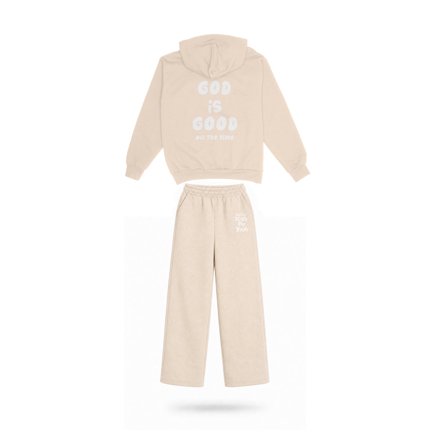 Walk By Faith, God Is Good Sweat Suit Beige