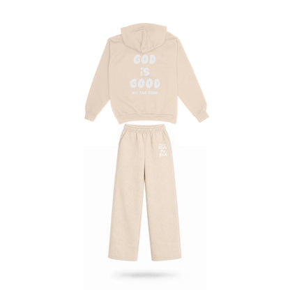 Walk By Faith, God Is Good Sweat Suit Beige