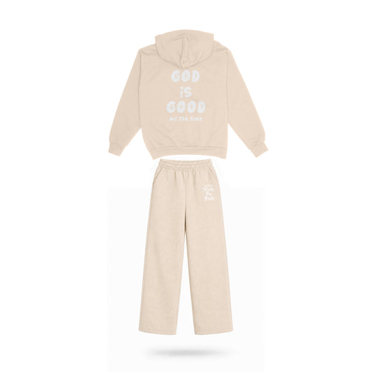 Walk By Faith, God Is Good Sweat Suit Beige