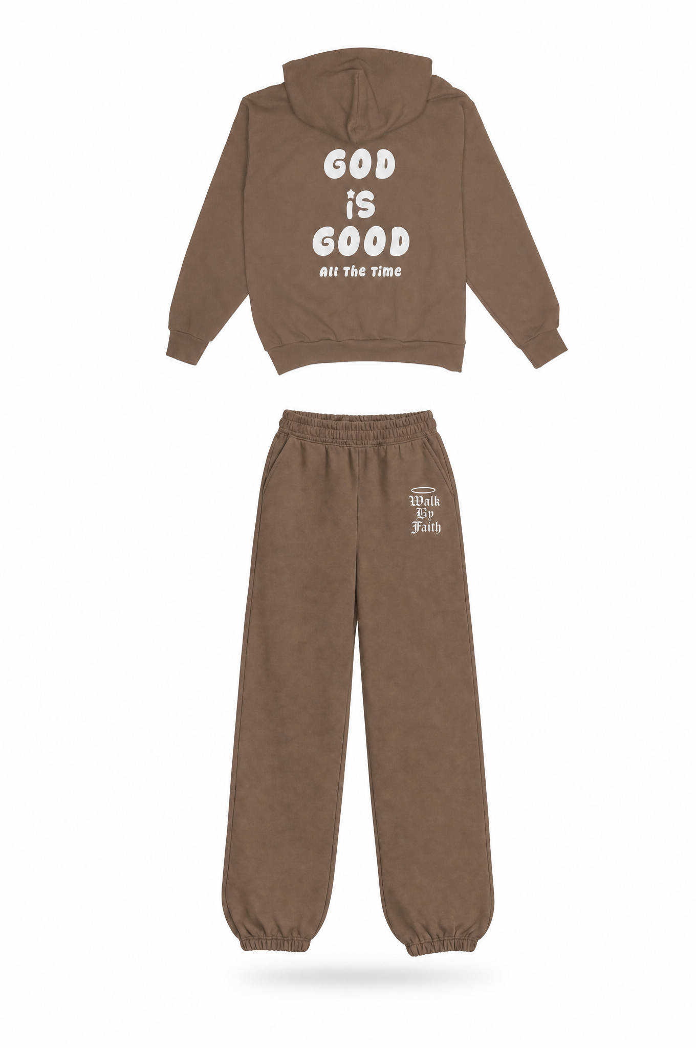 Walk By Faith, God Is Good Sweat Suit Brown